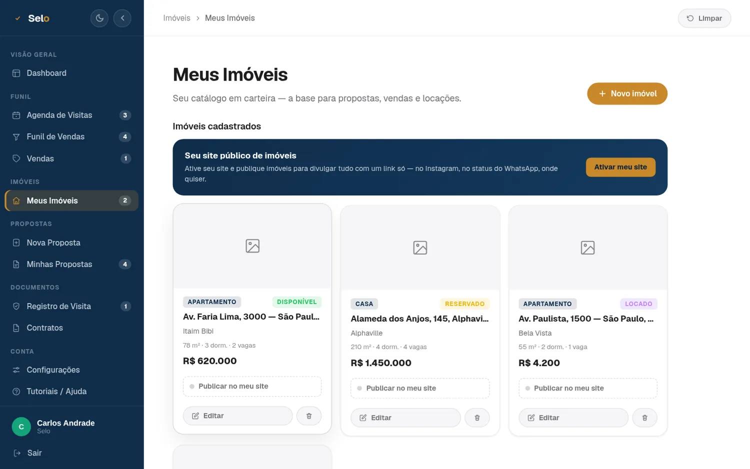 Imóveis e site público