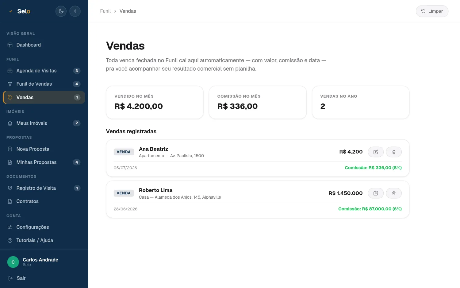 Vendas e comissão